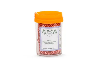 Нитка  ХБ 50 текс х 15 бело/красная по 120 м в диспенсере