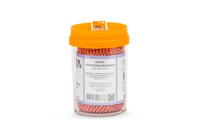 Нитка  ХБ 50 текс х 15 бело/красная по 120 м в диспенсере